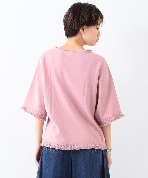 Ray BEAMS（レイビームス）の「Ray BEAMS / フリンジ トリム Tシャツ（Tシャツ/カットソー・レディース・オフホワイト/ピンク/オリーブ・ONE SIZE）」の21枚目の写真