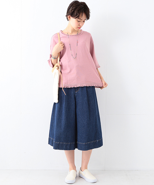 Ray BEAMS（レイビームス）の「Ray BEAMS / フリンジ トリム Tシャツ（Tシャツ/カットソー・レディース・オフホワイト/ピンク/オリーブ・ONE SIZE）」の22枚目の写真