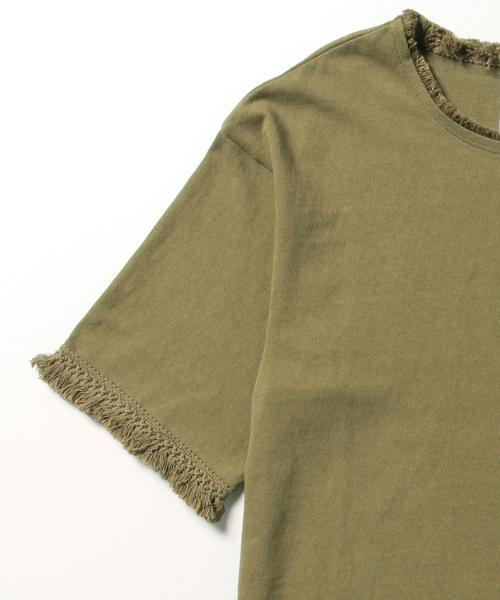 Ray BEAMS（レイビームス）の「Ray BEAMS / フリンジ トリム Tシャツ（Tシャツ/カットソー・レディース・オフホワイト/ピンク/オリーブ・ONE SIZE）」の4枚目の写真