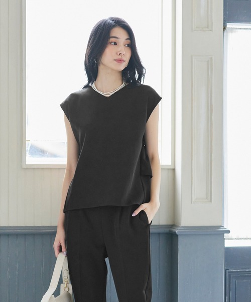 coca（coca）（コカ）の「セットアップ対応バックフリルブラウス（シャツ/ブラウス・レディース・ネイビー/ブラック・M/L）」の9枚目の写真