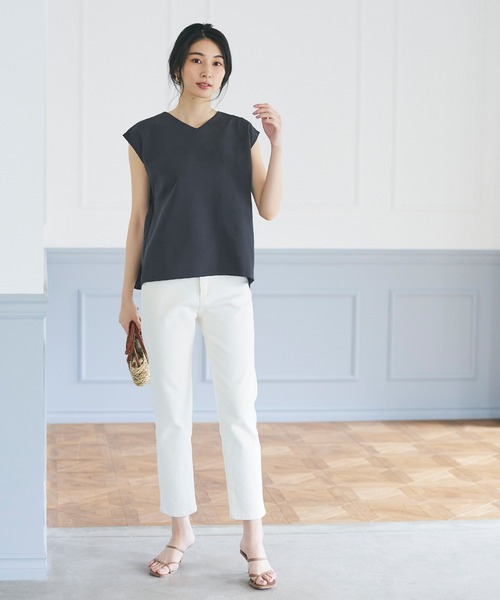 coca（coca）（コカ）の「セットアップ対応バックフリルブラウス（シャツ/ブラウス・レディース・ネイビー/ブラック・M/L）」の7枚目の写真