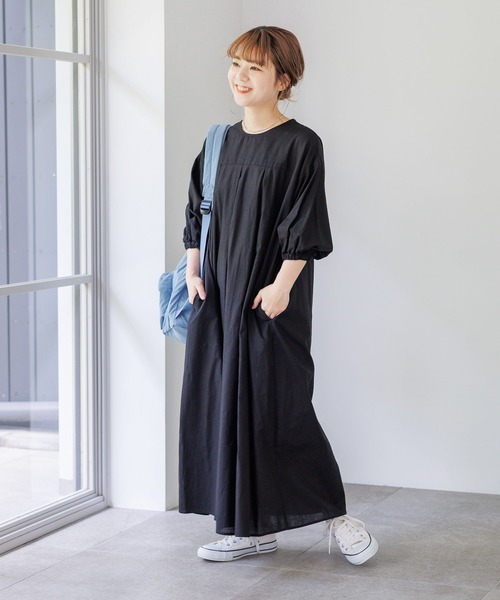 studio CLIP（スタディオクリップ）の「【低身長スタッフ企画/WEB限定】コットンリネンボリュームワンピース（ワンピース・レディース・ブラック/グリーン/ピンク・FREE）」の10枚目の写真