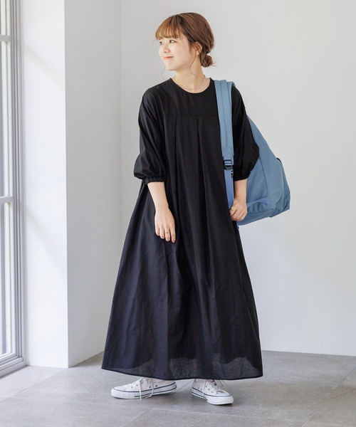 studio CLIP（スタディオクリップ）の「【低身長スタッフ企画/WEB限定】コットンリネンボリュームワンピース（ワンピース・レディース・ブラック/グリーン/ピンク・FREE）」の13枚目の写真