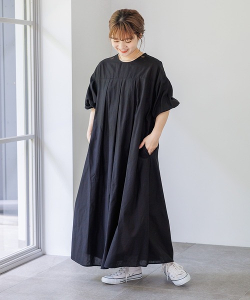 studio CLIP（スタディオクリップ）の「【低身長スタッフ企画/WEB限定】コットンリネンボリュームワンピース（ワンピース・レディース・ブラック/グリーン/ピンク・FREE）」の15枚目の写真