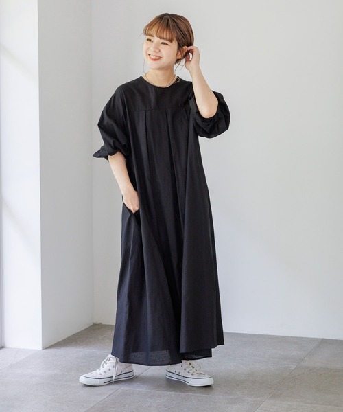 studio CLIP（スタディオクリップ）の「【低身長スタッフ企画/WEB限定】コットンリネンボリュームワンピース（ワンピース・レディース・ブラック/グリーン/ピンク・FREE）」の16枚目の写真