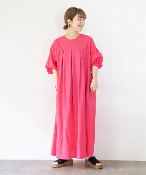 studio CLIP（スタディオクリップ）の「【低身長スタッフ企画/WEB限定】コットンリネンボリュームワンピース（ワンピース・レディース・ブラック/グリーン/ピンク・FREE）」の20枚目の写真