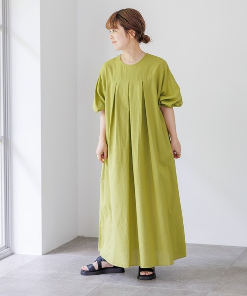 studio CLIP（スタディオクリップ）の「【低身長スタッフ企画/WEB限定】コットンリネンボリュームワンピース（ワンピース・レディース・ブラック/グリーン/ピンク・FREE）」の5枚目の写真