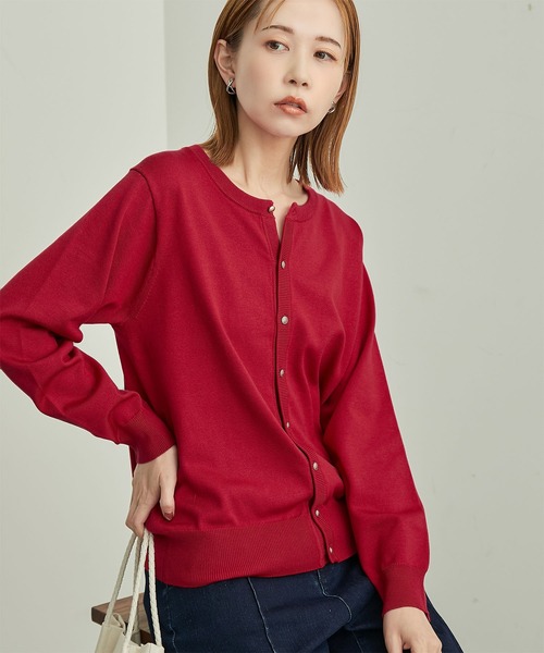 ROPE' PICNIC（ロペピクニック）の「BIO GRACEベーシックニットカーディガン（カーディガン/ボレロ・レディース・ブラック/キナリ/ターコイズブルー/レッド/マスタード・38）」の5枚目の写真