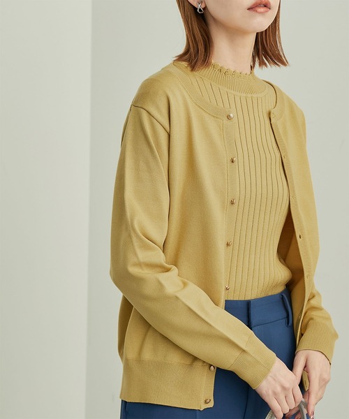 ROPE' PICNIC（ロペピクニック）の「BIO GRACEベーシックニットカーディガン（カーディガン/ボレロ・レディース・ブラック/キナリ/ターコイズブルー/レッド/マスタード・38）」の4枚目の写真