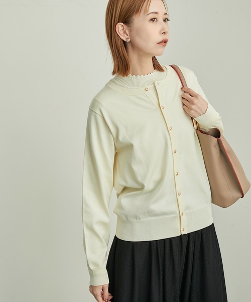 ROPE' PICNIC（ロペピクニック）の「BIO GRACEベーシックニットカーディガン（カーディガン/ボレロ・レディース・ブラック/キナリ/ターコイズブルー/レッド/マスタード・38）」の18枚目の写真