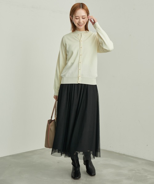 ROPE' PICNIC（ロペピクニック）の「BIO GRACEベーシックニットカーディガン（カーディガン/ボレロ・レディース・ブラック/キナリ/ターコイズブルー/レッド/マスタード・38）」の6枚目の写真