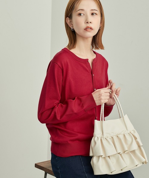 ROPE' PICNIC（ロペピクニック）の「BIO GRACEベーシックニットカーディガン（カーディガン/ボレロ・レディース・ブラック/キナリ/ターコイズブルー/レッド/マスタード・38）」の11枚目の写真