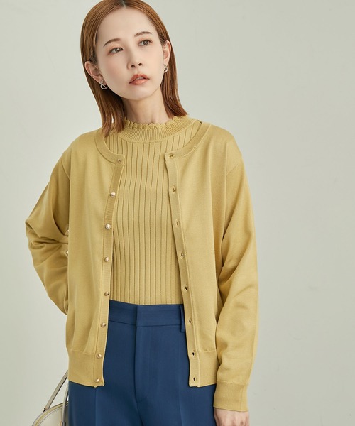 ROPE' PICNIC（ロペピクニック）の「BIO GRACEベーシックニットカーディガン（カーディガン/ボレロ・レディース・ブラック/キナリ/ターコイズブルー/レッド/マスタード・38）」の7枚目の写真