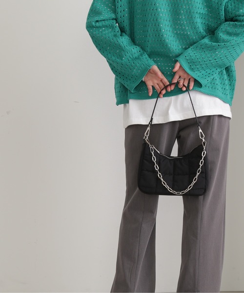 N.（N. Natural Beauty Basic）（エヌエヌナチュラルビューティーベーシック）の「◆ナイロンワンショルダーバッグ（ビジネスバッグ・レディース・ホワイト/ブラック・ﾌﾘ-）」の9枚目の写真