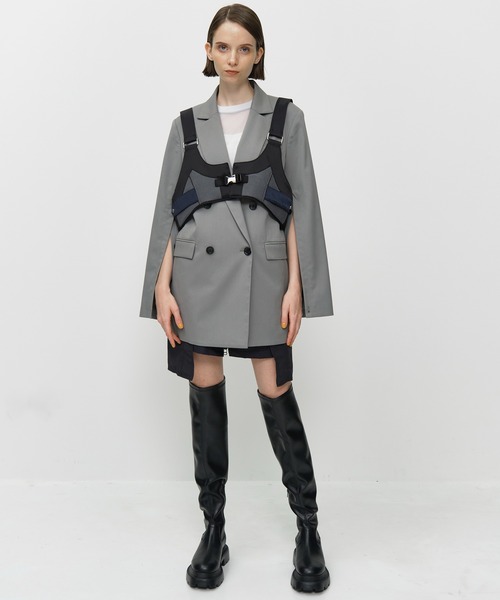 CITY TOKYO（シティトウキョウ）の「【異素材MIX】【撥水・防水機能】メッシュコンビネーションハーネスビスチェ（ベスト・レディース・ベージュ/グレー・FREE）」の6枚目の写真