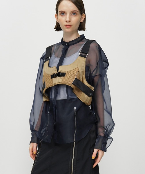 CITY TOKYO（シティトウキョウ）の「【異素材MIX】【撥水・防水機能】メッシュコンビネーションハーネスビスチェ（ベスト・レディース・ベージュ/グレー・FREE）」の13枚目の写真