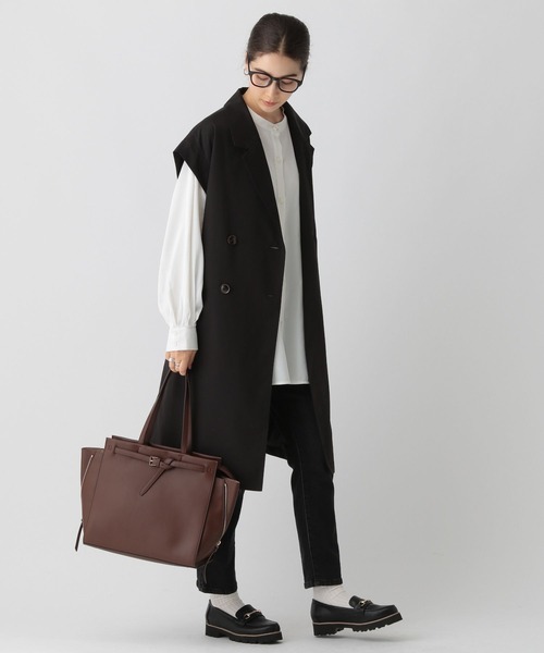 saloon（サルーン）の「SALOON(サルーン)/グロスツイルトレンチジレベスト（ベスト・レディース・ベージュ/ブラック・FREE）」の18枚目の写真