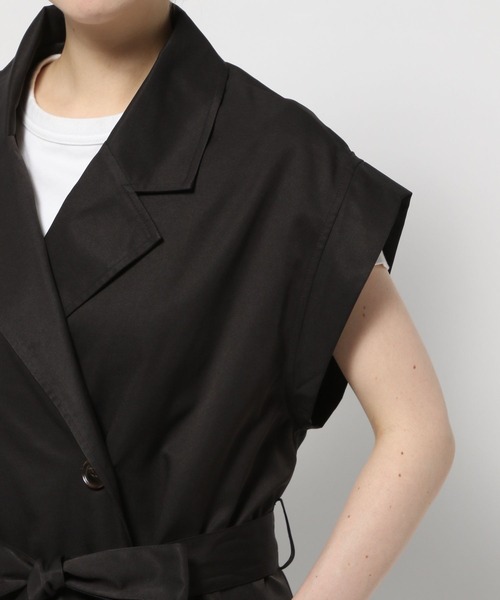 saloon（サルーン）の「SALOON(サルーン)/グロスツイルトレンチジレベスト（ベスト・レディース・ベージュ/ブラック・FREE）」の3枚目の写真