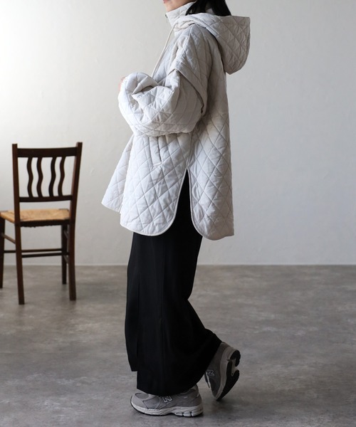 ap retro（アプレトロ）の「【袖部分取り外し可能】キルティング2WAYブルゾン/パディングブルゾン（ダウンジャケット/コート・レディース・アイボリー/ブラック/カーキ・FREE）」の8枚目の写真