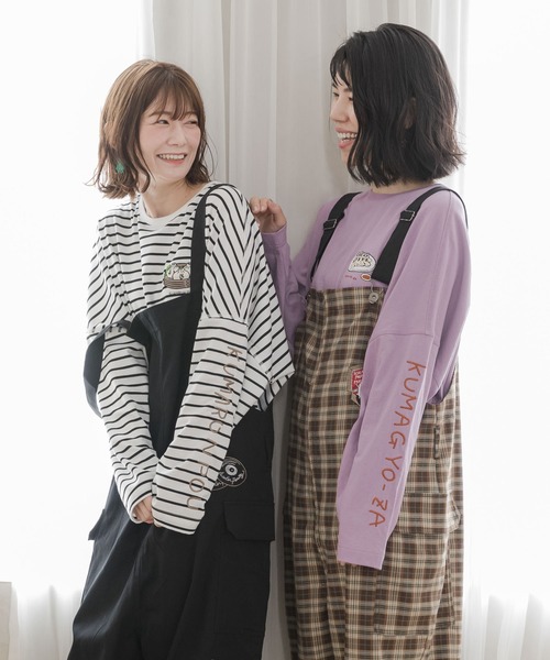 ScoLar（スカラー）の「333006：レコードを回すウサギとクマの刺繍オーバーオール（サロペット/オーバーオール・メンズ・ネイビー/ブラウン/ブラック・M）」の19枚目の写真