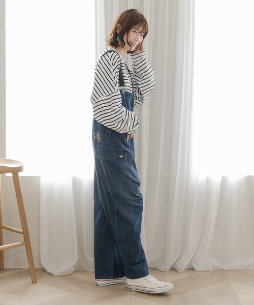 ScoLar（スカラー）の「333006：レコードを回すウサギとクマの刺繍オーバーオール（サロペット/オーバーオール・メンズ・ネイビー/ブラウン/ブラック・M）」の17枚目の写真