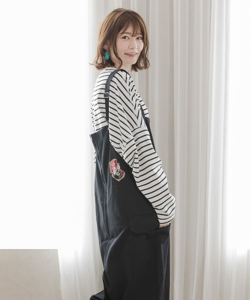 ScoLar（スカラー）の「333006：レコードを回すウサギとクマの刺繍オーバーオール（サロペット/オーバーオール・メンズ・ネイビー/ブラウン/ブラック・M）」の12枚目の写真