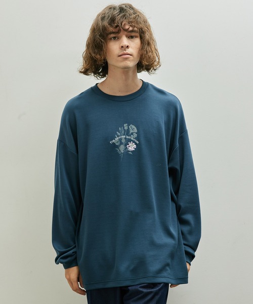 JUNRED（ジュンレッド）の「フラワー刺繍ロングスリーブTシャツ（Tシャツ/カットソー・メンズ・ホワイト/グリーン/ブラック・L/M/S）」の4枚目の写真