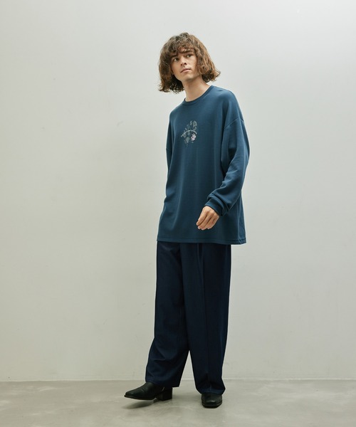 JUNRED（ジュンレッド）の「フラワー刺繍ロングスリーブTシャツ（Tシャツ/カットソー・メンズ・ホワイト/グリーン/ブラック・L/M/S）」の10枚目の写真