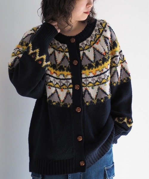 【セール】キュウシン柄クルーネックカーディガン（カーディガン/ボレロ）｜cepo（セポ）