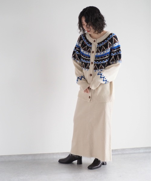 cepo（セポ）の「キュウシン柄クルーネックカーディガン（カーディガン/ボレロ・レディース・ネイビー/オフホワイト・M）」の3枚目の写真