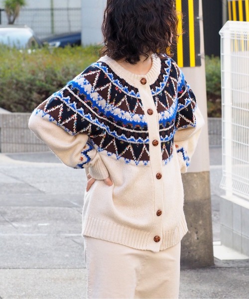 cepo（セポ）の「キュウシン柄クルーネックカーディガン（カーディガン/ボレロ・レディース・ネイビー/オフホワイト・M）」の9枚目の写真