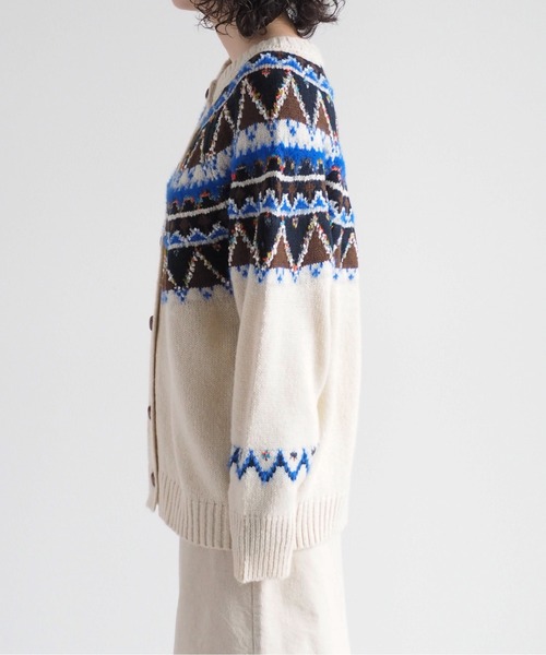 cepo（セポ）の「キュウシン柄クルーネックカーディガン（カーディガン/ボレロ・レディース・ネイビー/オフホワイト・M）」の4枚目の写真