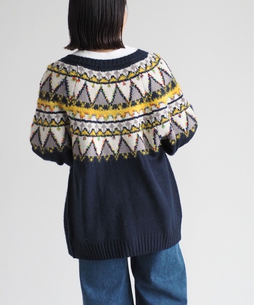 cepo（セポ）の「キュウシン柄クルーネックカーディガン（カーディガン/ボレロ・レディース・ネイビー/オフホワイト・M）」の11枚目の写真