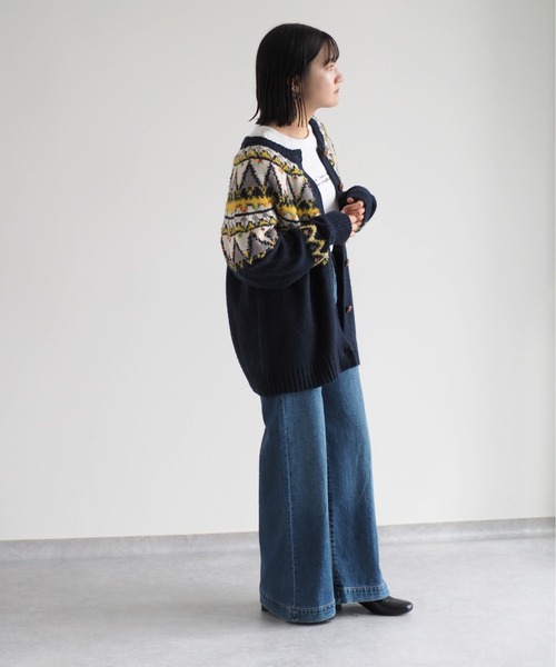 cepo（セポ）の「キュウシン柄クルーネックカーディガン（カーディガン/ボレロ・レディース・ネイビー/オフホワイト・M）」の6枚目の写真