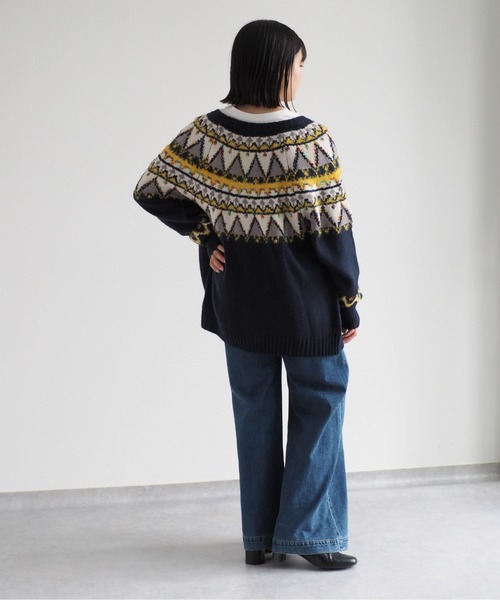 cepo（セポ）の「キュウシン柄クルーネックカーディガン（カーディガン/ボレロ・レディース・ネイビー/オフホワイト・M）」の16枚目の写真