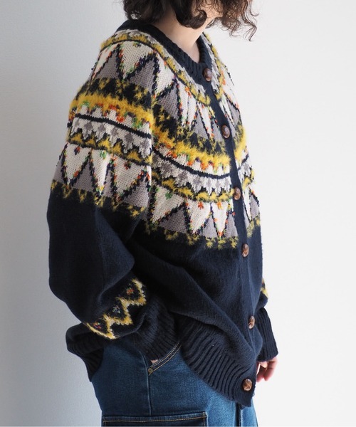 cepo（セポ）の「キュウシン柄クルーネックカーディガン（カーディガン/ボレロ・レディース・ネイビー/オフホワイト・M）」の12枚目の写真