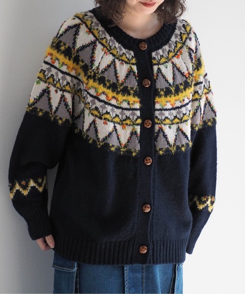 cepo（セポ）の「キュウシン柄クルーネックカーディガン（カーディガン/ボレロ・レディース・ネイビー/オフホワイト・M）」の22枚目の写真