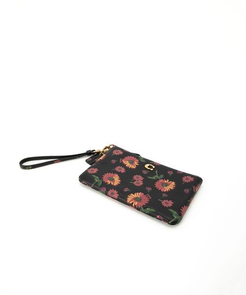 フローラル柄☆本革レザー【COACH】リストストラップ付きポーチ COACH（コーチ）の「スモール リストレット・フローラル