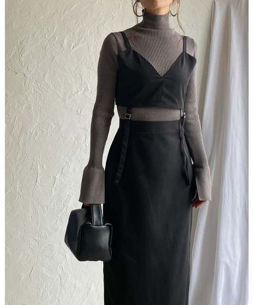 ハイウエストジャンパースカート She's Closet ジャンパースカート ハイウエストフロントジップ