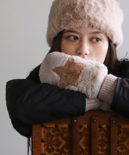ロシアのファーミトン MaxMara ブラック ファー ミトン 手袋