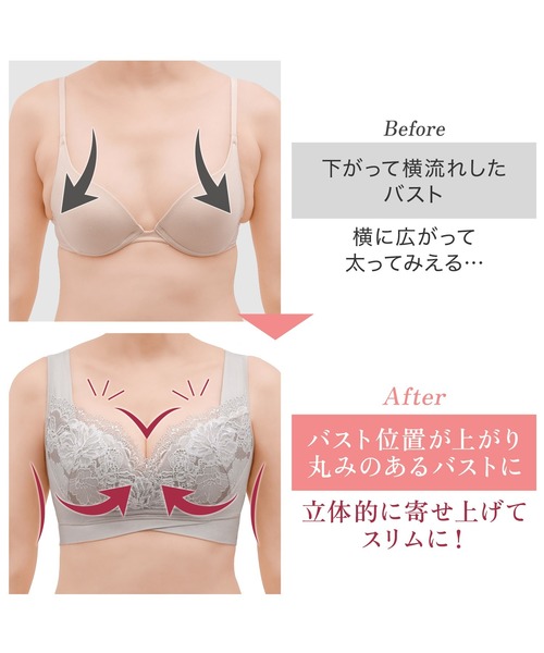 BRADELIS NEWYORK（ブラデリスニューヨーク）の「ハートのキャッチャーカップで格上げフィットブラ23 ブラデリス 補正下着 補整 ブラレット（ブラジャー・レディース・ブラック/グレー系/ピンク・S/5L/L/M/3L/4L/LL）」の15枚目の写真