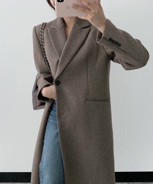 Mela(メラ)の「SLIM LONG CHESTER COAT(チェスターコート・レディース・ブラック/ベージュ・FREE)」の2枚目の写真