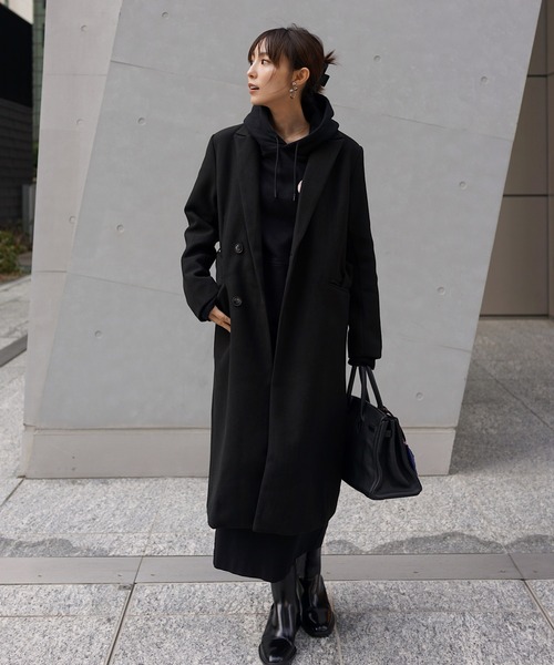 Mela(メラ)の「SLIM LONG CHESTER COAT(チェスターコート・レディース・ブラック/ベージュ・FREE)」の1枚目の写真