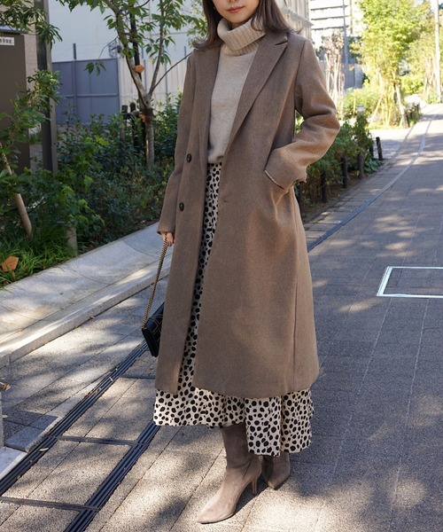 Mela(メラ)の「SLIM LONG CHESTER COAT(チェスターコート・レディース・ブラック/ベージュ・FREE)」の7枚目の写真