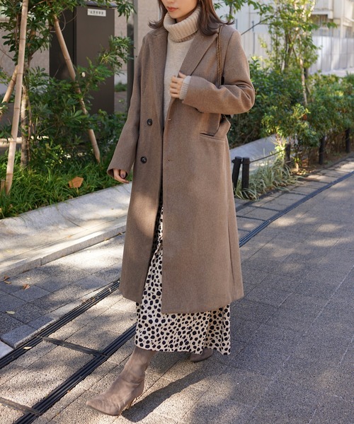 Mela(メラ)の「SLIM LONG CHESTER COAT(チェスターコート・レディース・ブラック/ベージュ・FREE)」の6枚目の写真