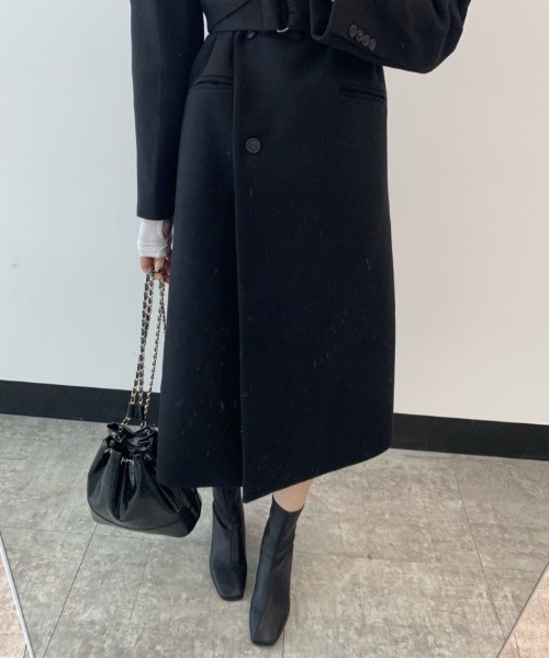 Mela(メラ)の「SLIM LONG CHESTER COAT(チェスターコート・レディース・ブラック/ベージュ・FREE)」の5枚目の写真