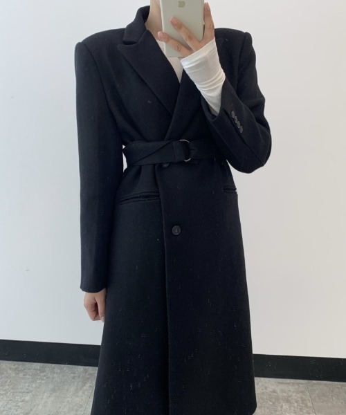 Mela(メラ)の「SLIM LONG CHESTER COAT(チェスターコート・レディース・ブラック/ベージュ・FREE)」の4枚目の写真