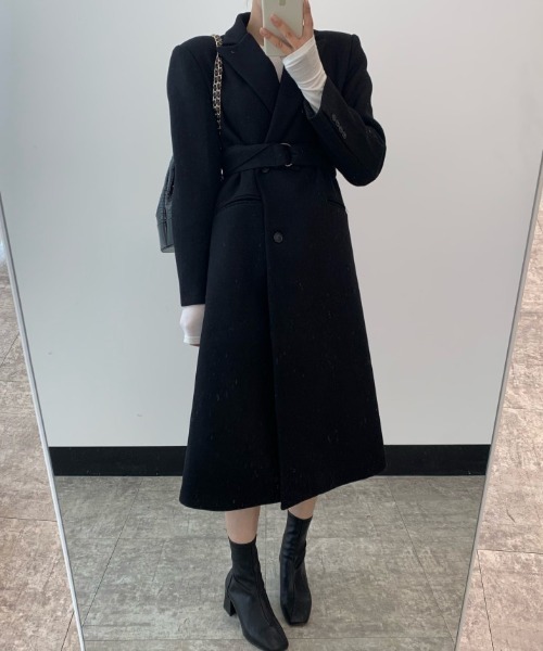 Mela(メラ)の「SLIM LONG CHESTER COAT(チェスターコート・レディース・ブラック/ベージュ・FREE)」の20枚目の写真
