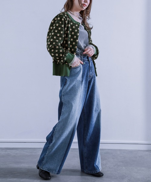 osharewalker（オシャレウォーカー）の「【廃盤】【ZOZO限定】『レトロフラワージャカードニットカーディガン』（カーディガン/ボレロ・レディース・ブラウン/グリーン・FREE）」の10枚目の写真