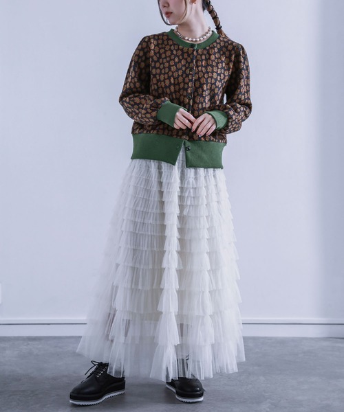 osharewalker（オシャレウォーカー）の「【廃盤】【ZOZO限定】『レトロフラワージャカードニットカーディガン』（カーディガン/ボレロ・レディース・ブラウン/グリーン・FREE）」の14枚目の写真